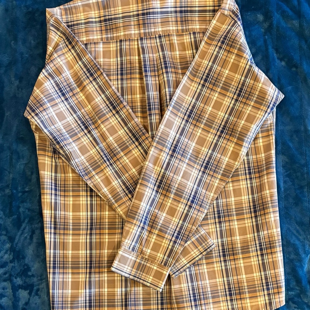 46. Cinch Men's Blue and Brown Plaid Rodeo Button-Down Shirt, Size M - Picture 2 of 4